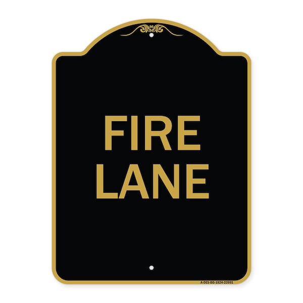 Signmission Designer Series Sign Fire Lane Supplementary, Black & Gold Aluminum Sign, 18" x 24", BG-1824-23991 A-DES-BG-1824-23991 - main
